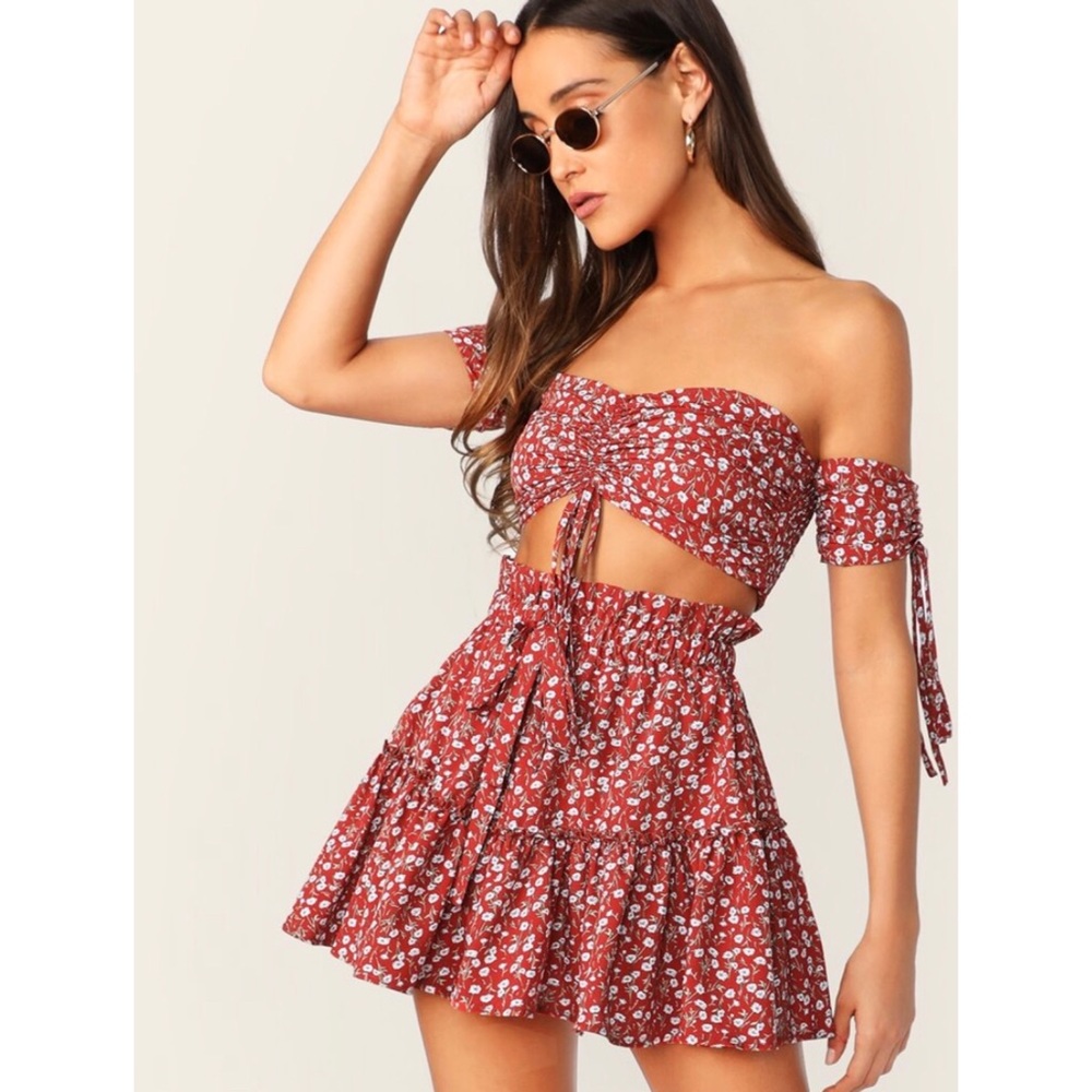 Shein Crop Top Skirt Set